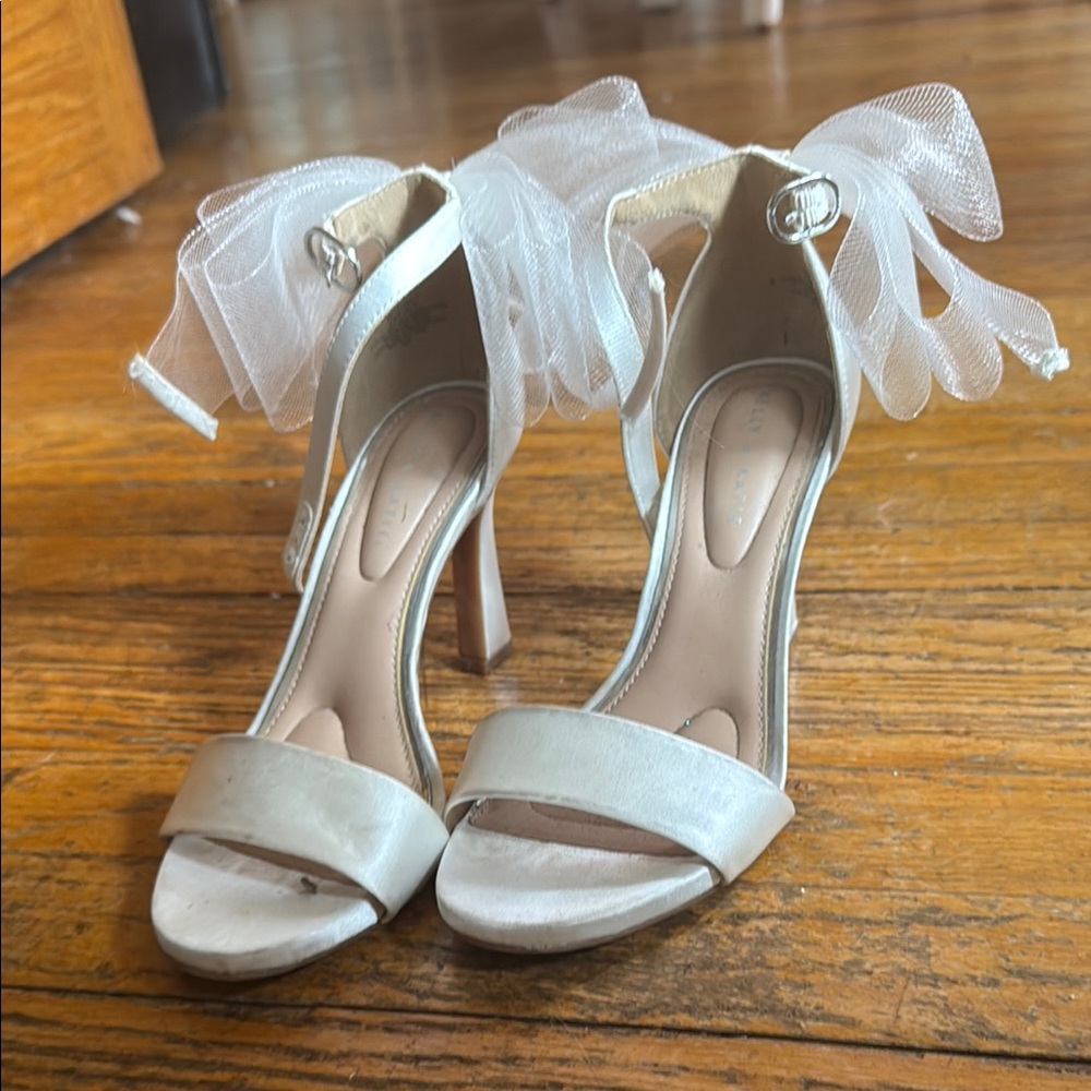 Kelly & Katie White Stiletto Heels with Bow Detail